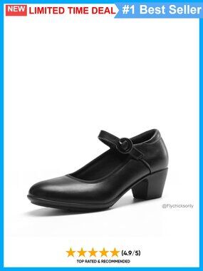 Mary Jane Low Chunky Dress Pumps Faux Leather Block Heel